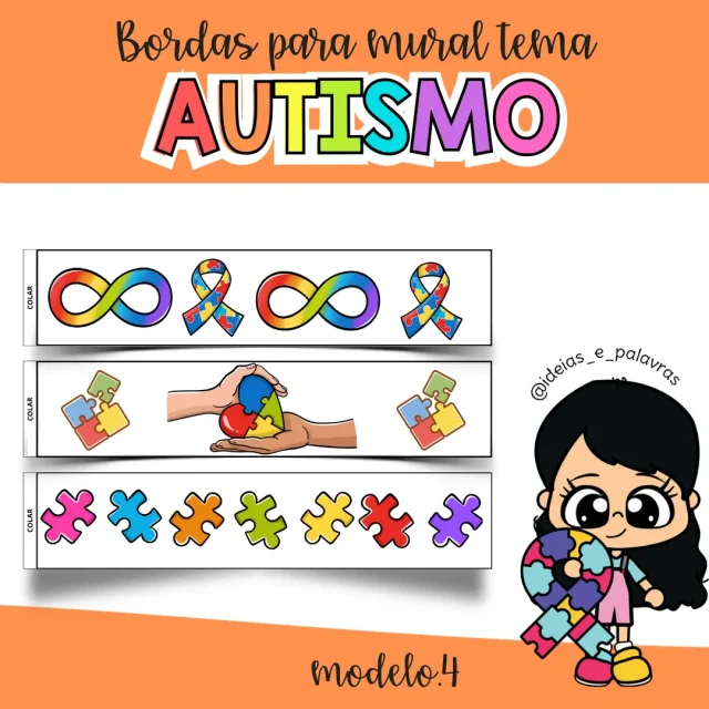 Bordas para Mural Autismo Modelo 4