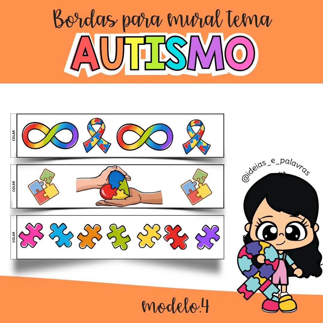 Bordas para Mural Autismo Modelo 4