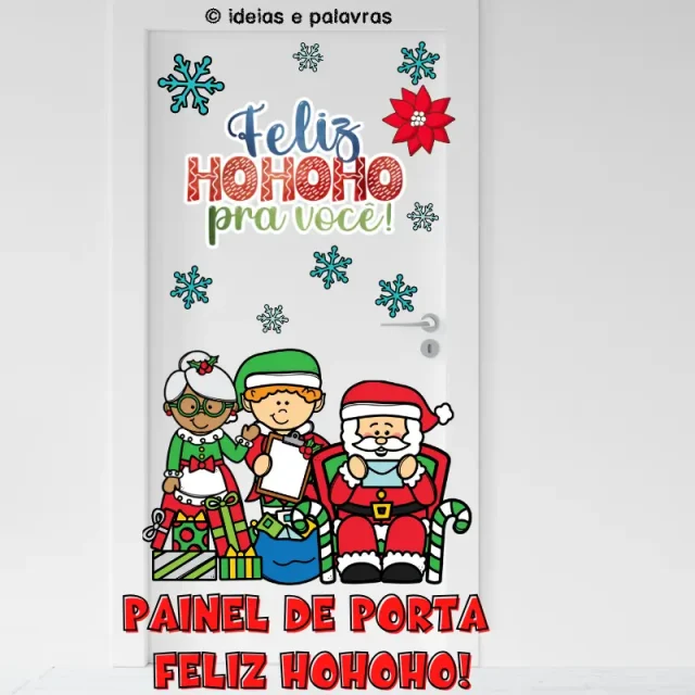 Decoração de Porta Feliz Hohoho para Educação Infantil