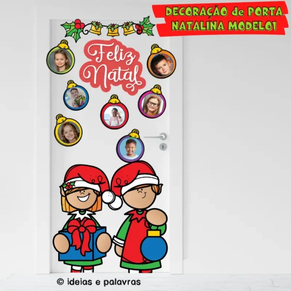 Decoração de Porta Feliz Natal modelo 1