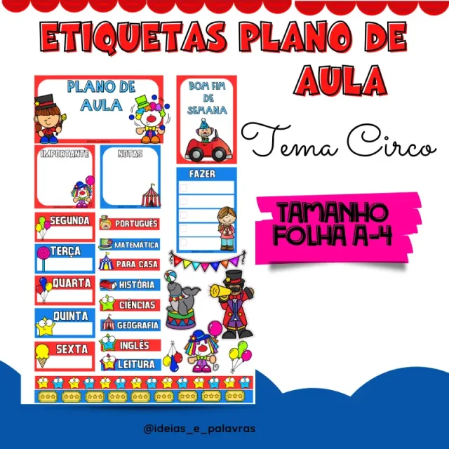 etiquetas para plano de aula tema circo