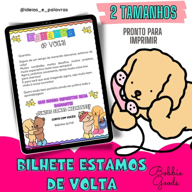 Bilhete volta às aulas Bobbie Goods