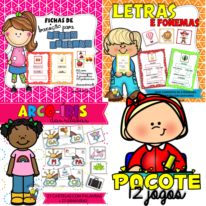 Kit Jogo Pedagógico Portugues e Matemática Educação Infantil