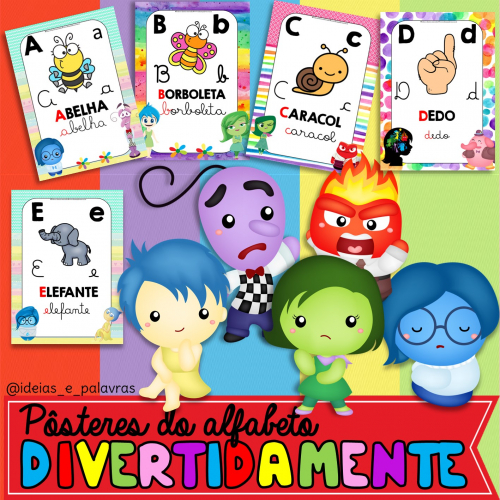 Alfabeto de Parede Tema Divertidamente: Decore sua Sala de Aula na Educação Infantil! #ideiasepalavras