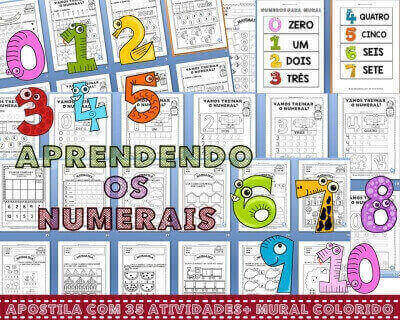 Apostila de Matemática com 35 Atividades para Trabalhar os Numerais de 1 a 10 .