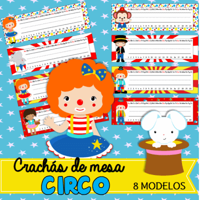 crachás de mesa circo | educação infantil