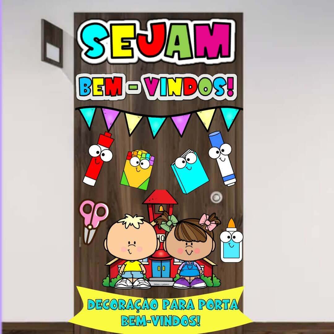 Decoração de Porta de Sala de Aula Sejam Bem-Vindos | Ideias e Palavras |  Atividades de Alfabetização , Jogos Pedagógicos, Apostilas , Pôsteres para  Educação Infantil