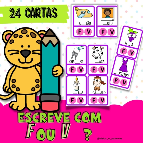 Jogo Pedagógico das Rimas para Alfabetização Infantil, 24 cartas, Ideias  e Palavras