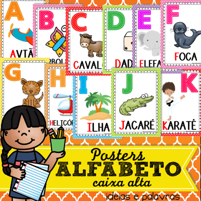 Poster Alfabeto Letra Caixa Alta | Atividade de Alfabetização para enfeitar a sala de aula
