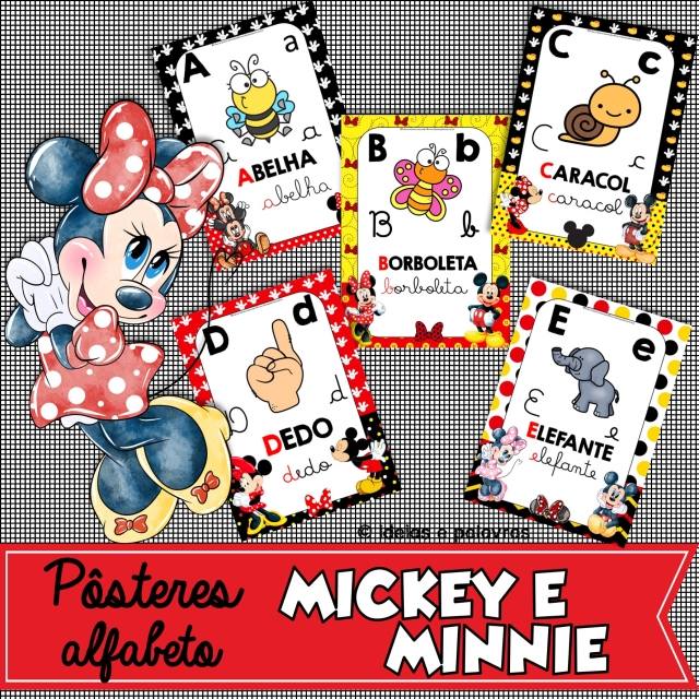 posteres alfabeto mickey e minnie ideiaepalavras.com.br