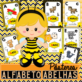 Alfabeto de Parede Tema Abelhas | Pôster para sala de aula