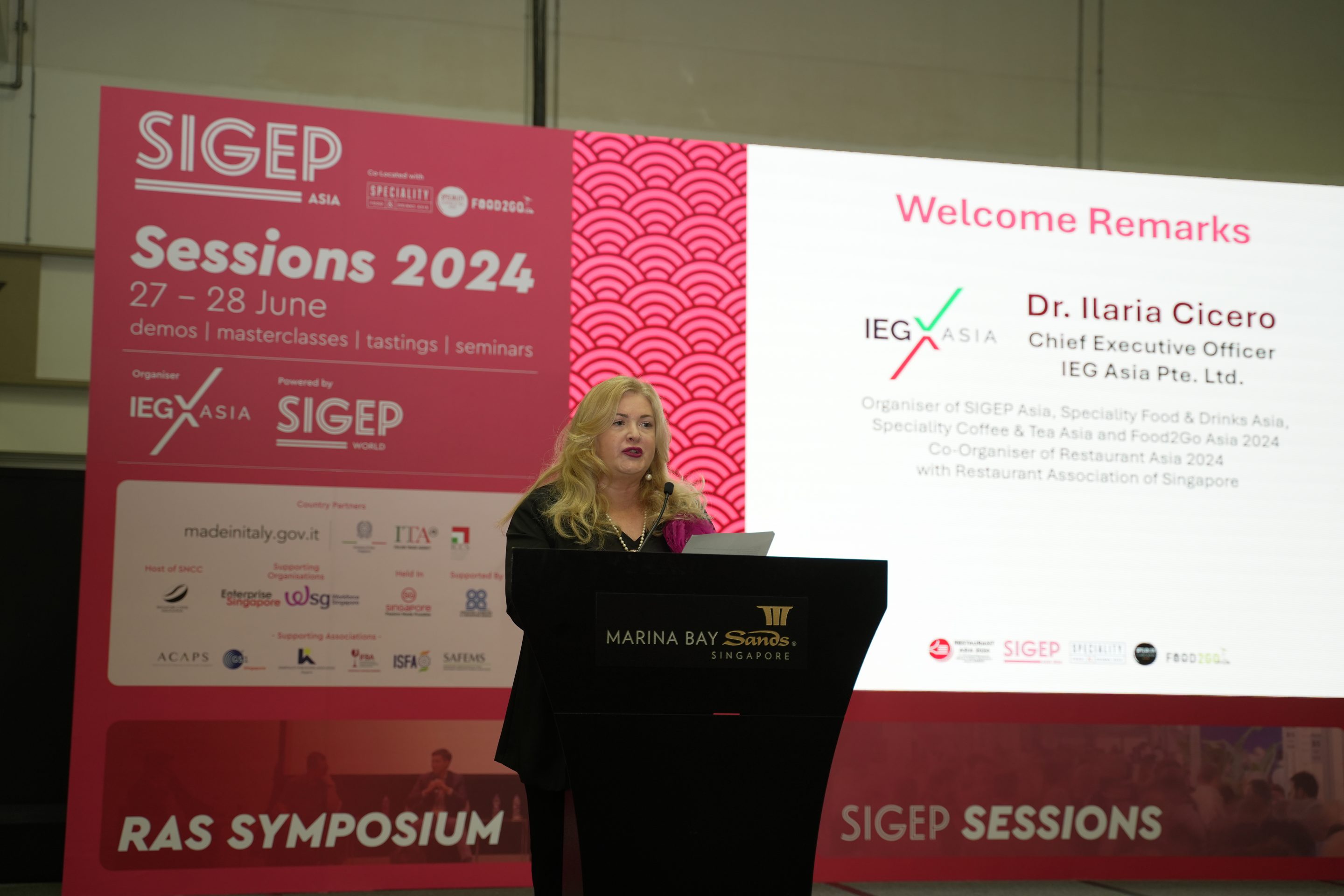 Official Opening Ceremony at SIGEP Asia 2024 and Restaurant Asia 2024_Welcome Remarks by Ilaria Cicero - Chief Executive Officer of IEG Asia Pte Ltd