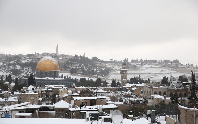 Snø i Jerusalem, 27. jan. 2022.