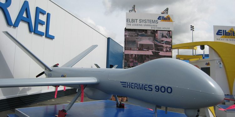 Hermes 90, ubemannet drone fra israelske Elbit Systems. Foto: https://commons.wikimedia.org/wiki/File:Elbit_Hermes_900s.JPG.