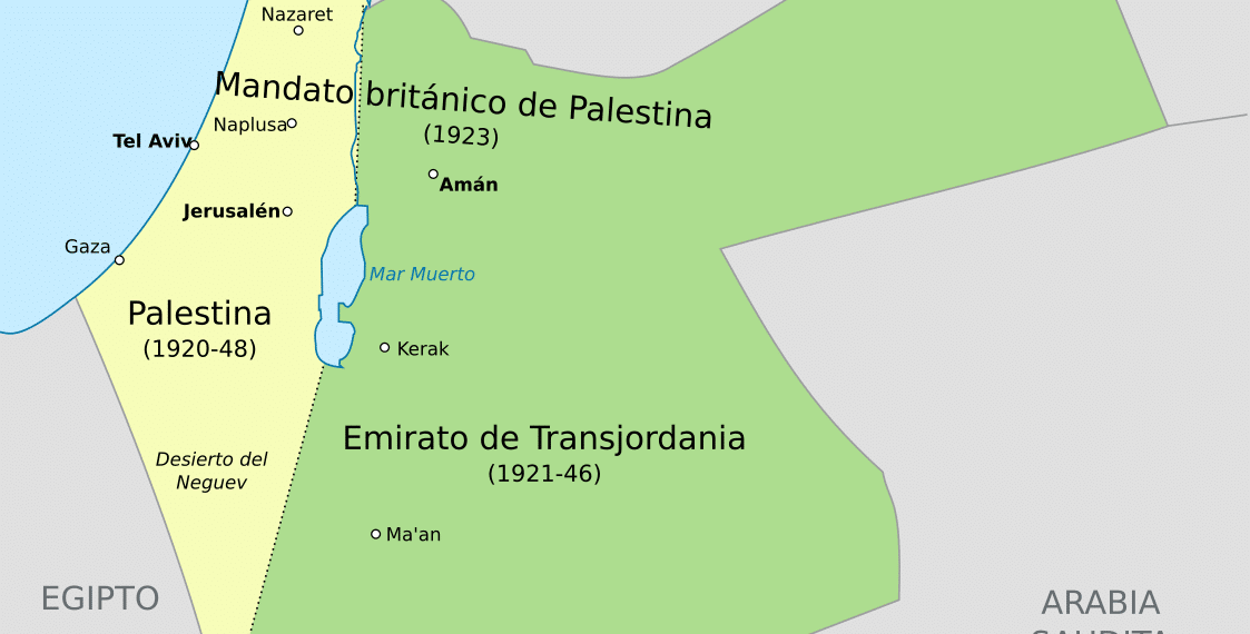 Kart fra https://commons.wikimedia.org/wiki/File:PalestineAndTransjordan-es.svg.