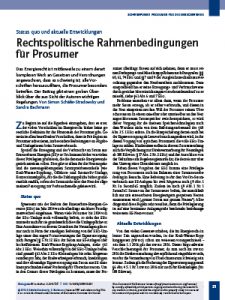 Cover Rechtspolitische Rahmenbedingungen für Prosumer