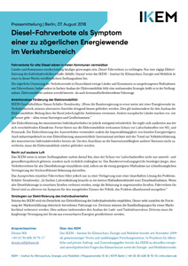 Cover Diesel-Fahrverbote als Symptom einer zu zögerlichen Energiewende im Verkehrsbereich