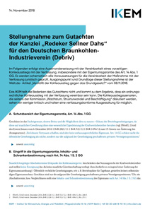 Cover Stellungnahme zum Gutachten der Kanzlei „Redeker Sellner Dahs“ für den Deutschen BraunkohlenIndustrieverein (Debriv)