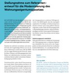 Cover Stellungnahme zum Referentenentwurf für die Modernisierung des Wohnungseigentumsgesetzes