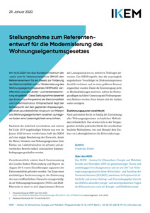 Cover Stellungnahme zum Referentenentwurf für die Modernisierung des Wohnungseigentumsgesetzes