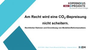 Cover Am Recht wird eine CO₂-Bepreisung nicht scheitern. Rechtlicher Rahmen und Einordnung von Modellen/Reformansätzen.