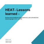 Cover HEAT-Lessons learned: Rechtswissenschaftlicher Ergebnisbericht zu den erforderlichen Genehmigungen in IS1 und IS2