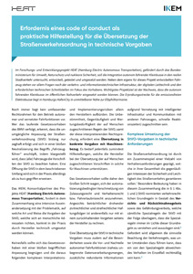 Cover Erfordernis eines code of conduct als praktische Hilfestellung für die Übersetzung der Straßenverkehrsordnung in technische Vorgaben