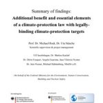 Cover Additional benefit and essential elements of a climate-protection law with legally-binding climate-protection targets