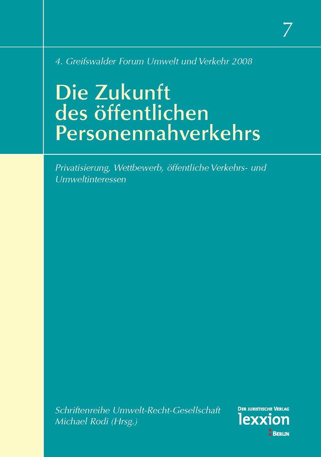 Cover Die Zukunft des öffentlichen Personennahverkehrs