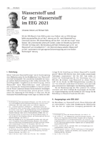 Cover Wasserstoff und Grüner Wasserstoff im EEG 2021