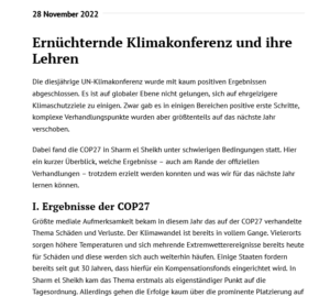 Gastbeitrag COP27 Ergebnisse Verfassungsblog Greta Reeh