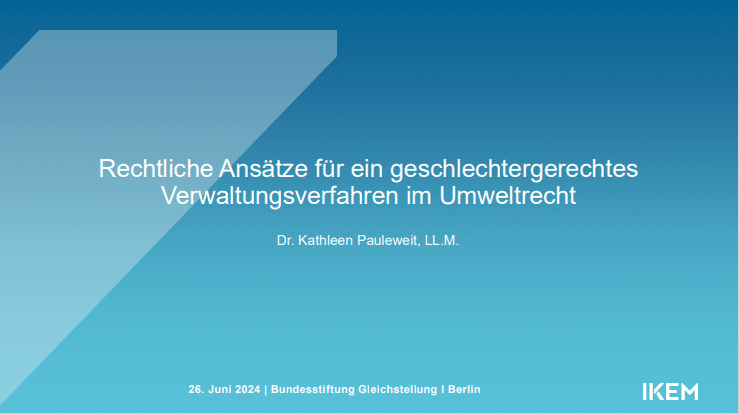 Cover Rechtliche Ansätze für ein geschlechtergerechtes Verwaltungsverfahren im Umweltrecht