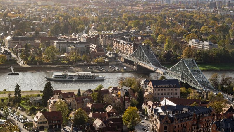 Elbe near Dresden with city in the background