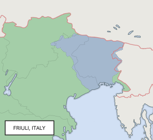 La région du Frioul (carte en Italie)