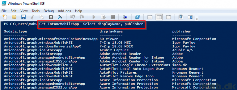 Connect to Microsoft Graph for Intune with Powershell ISE Add-ons - imab.dk