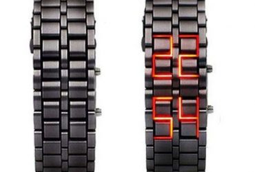 Luxury Black Full Metal Digital Lava Wrist Watch- Unisex