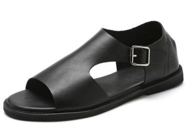 Men Shoes Summer Leather Sandals – Black