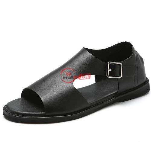 Men Shoes Summer Leather Sandals – Black