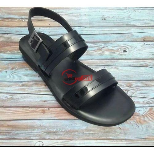 Men Black Unique Leather Knockabout Sandal