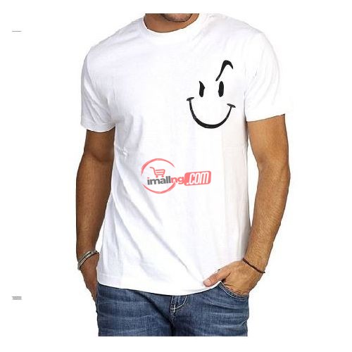 Pocket SMILEY White Polo Tshirt ROUNDneck