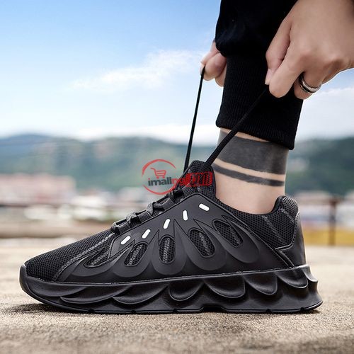 Men Running Shoes Fashion Sneakers Lace Up Black