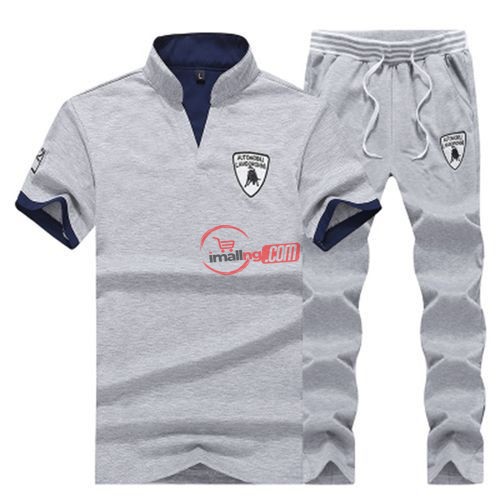 2-in-1 Two-piece Suit Men's T-shirt Trousers -Grey