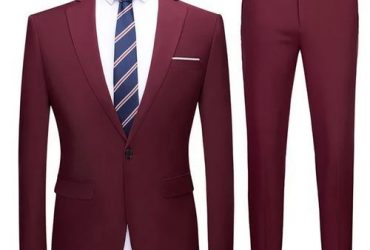 Men's Suit – Wine Red Color