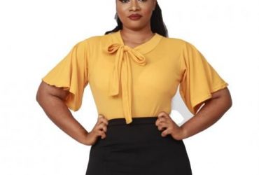 Amanda Butterfly Sleeve Top-Yellow