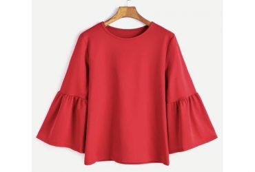 Top With Bell Sleeve- Red