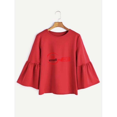 Top With Bell Sleeve- Red