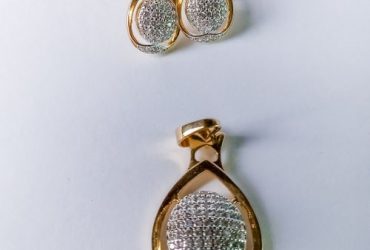 Fashion Jewelries Classy Zircon Gold Plated Earrings And Pendant