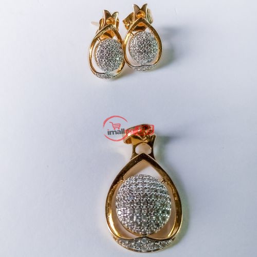 Fashion Jewelries Classy Zircon Gold Plated Earrings And Pendant