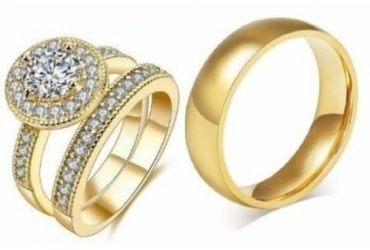 Italian Gold Riggan 18k Wedding Ring Set(3 Pieces)