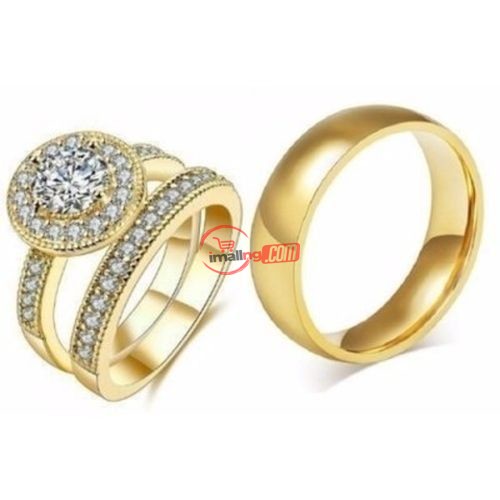 Italian Gold Riggan 18k Wedding Ring Set(3 Pieces)